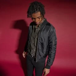 Del Bomber – Black And Green Reversible Flight Jacket -Straight To Hell del bom gre blk thumb 1