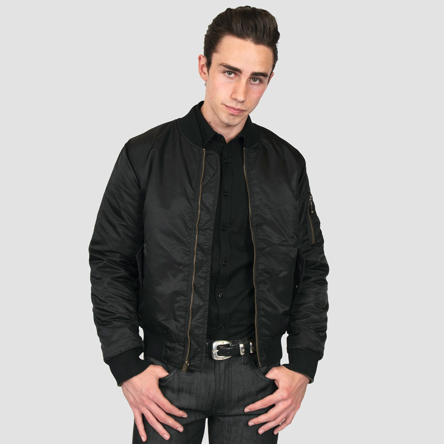 Del Bomber – Black And Green Reversible Flight Jacket 2 Del Bomber – Black And Green Reversible Flight Jacket - Image 2