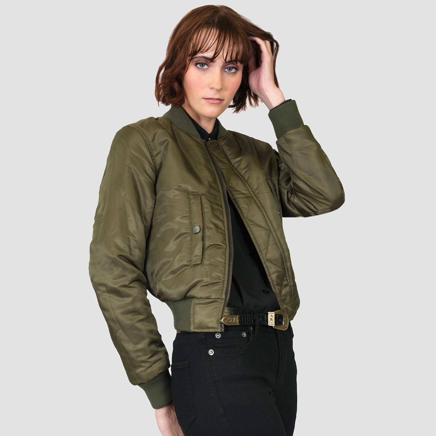 Del Bomber – Black And Green Reversible Flight Jacket 9 Del Bomber – Black And Green Reversible Flight Jacket - Image 9