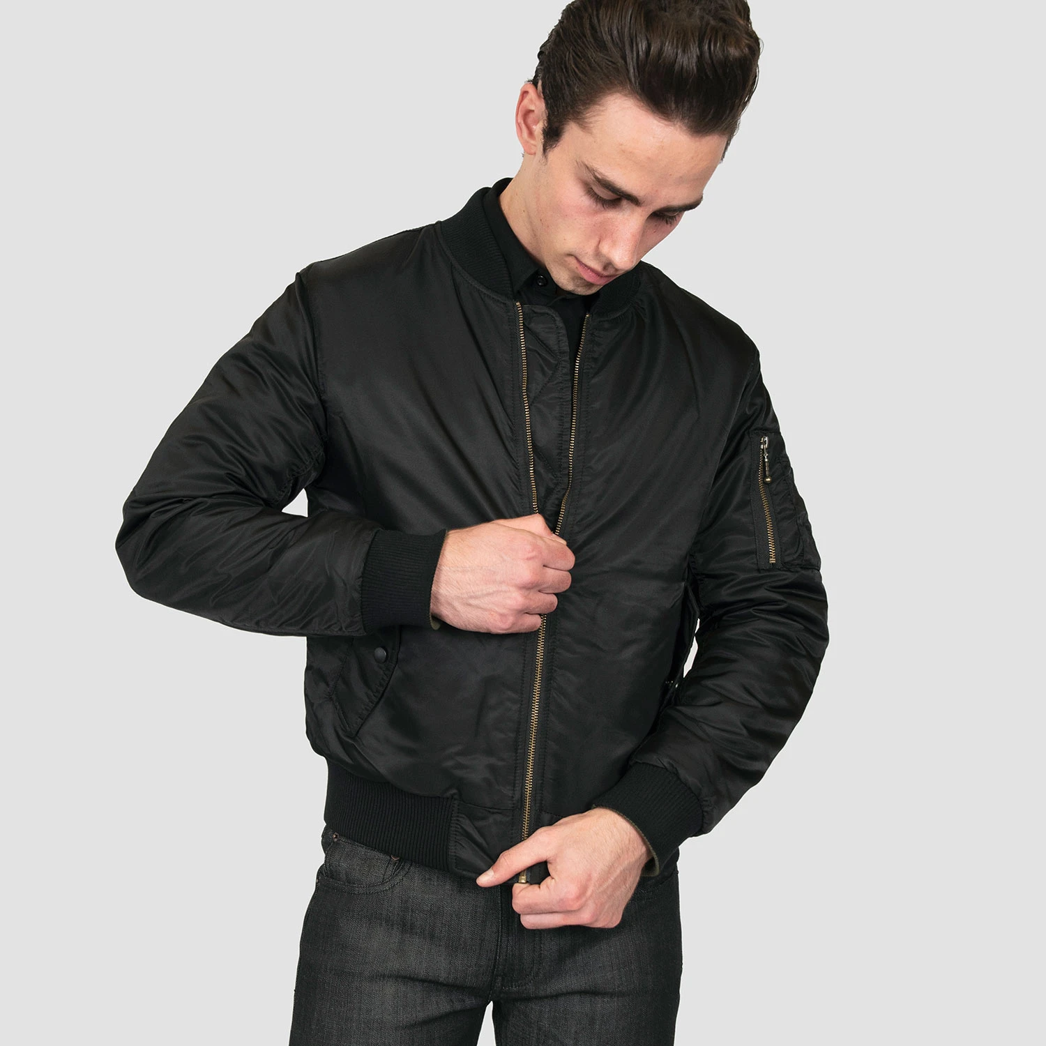 Del Bomber – Black And Green Reversible Flight Jacket 4 Del Bomber – Black And Green Reversible Flight Jacket - Image 4