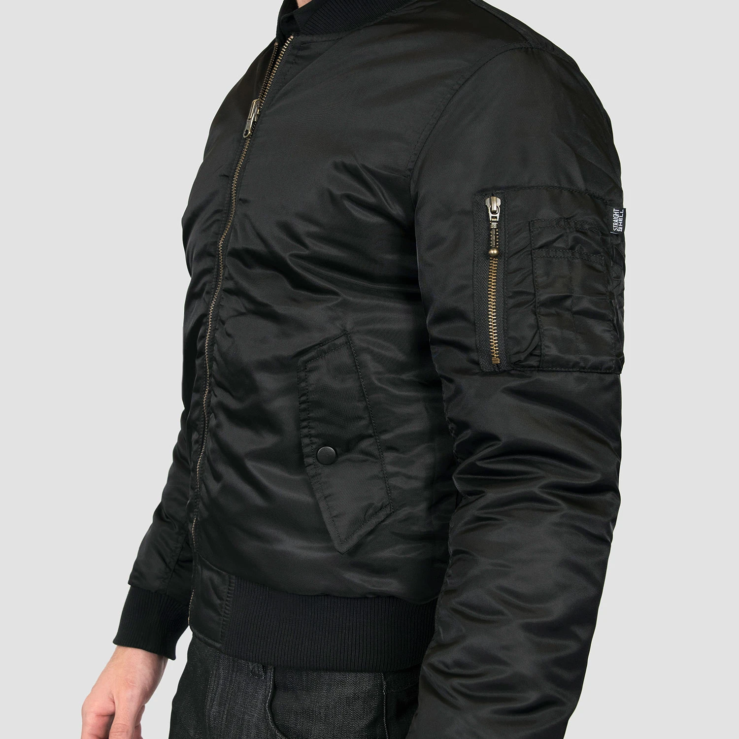 Del Bomber – Black And Green Reversible Flight Jacket 3 Del Bomber – Black And Green Reversible Flight Jacket - Image 3