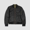 Del Bomber – Black And Green Reversible Flight Jacket