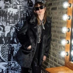 DeVille – Black Faux Fur Coat (Size XS, XL, 2XL, 3XL, 4XL) -Straight To Hell dev blk wom thumb