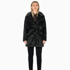 DeVille – Black Faux Fur Coat (Size XS, XL, 2XL, 3XL, 4XL) -Straight To Hell dev blk wom w 6