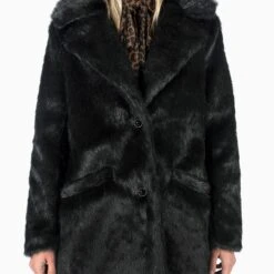 DeVille – Black Faux Fur Coat (Size XS, XL, 2XL, 3XL, 4XL) -Straight To Hell dev blk wom w 7