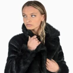 DeVille – Black Faux Fur Coat (Size XS, XL, 2XL, 3XL, 4XL) -Straight To Hell dev blk wom w 8