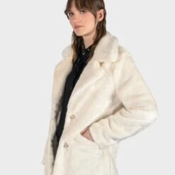 DeVille – Cream Faux Fur Coat (Size XS, S, M, L, XL, 2XL, 3XL, 4XL) -Straight To Hell dev cre w 3