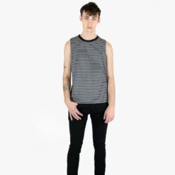 Diego – Black And Grey Striped Tank Top 8 Diego – Black And Grey Striped Tank Top -Straight To Hell die blk gry w 2