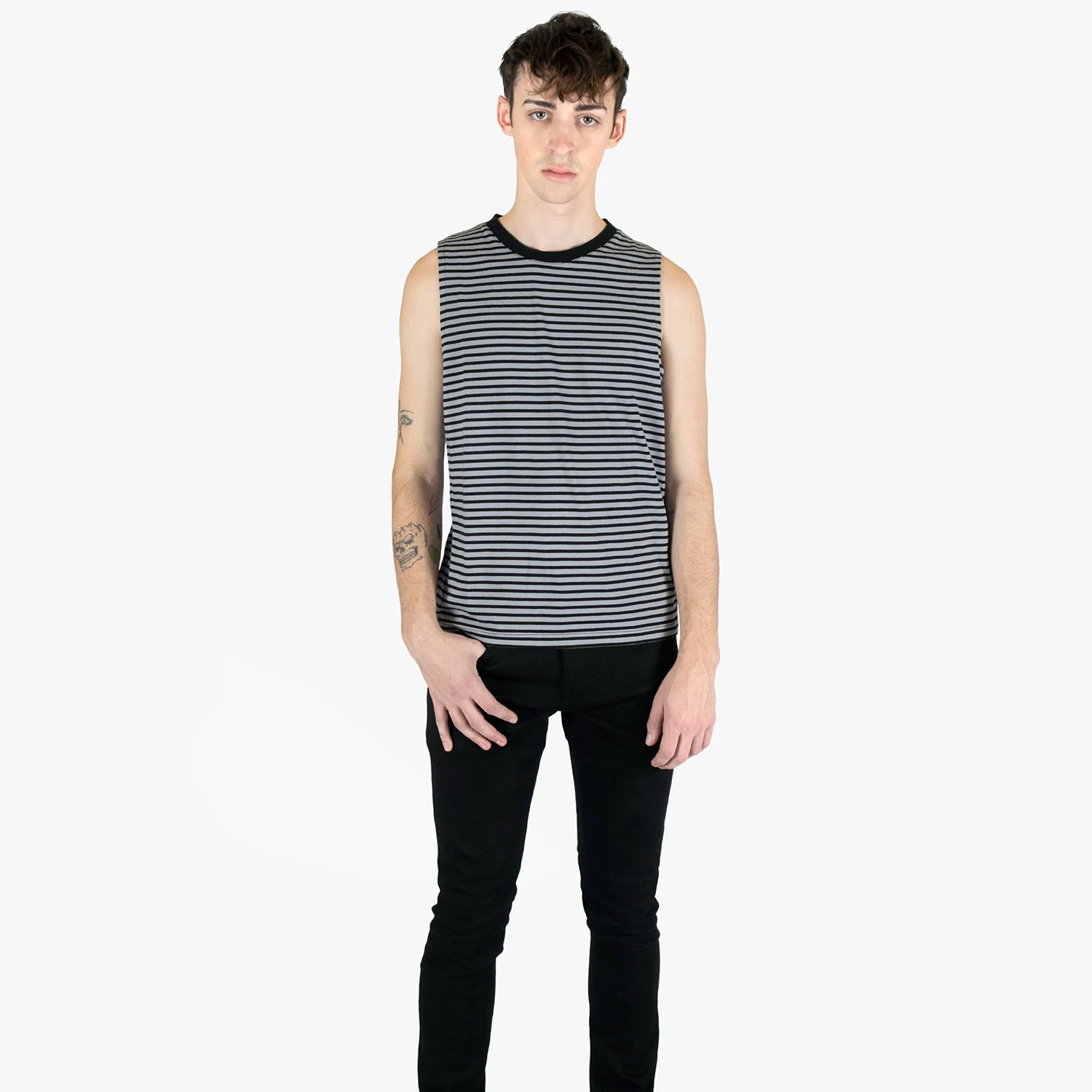 Diego – Black And Grey Striped Tank Top 3 Diego – Black And Grey Striped Tank Top - Image 3