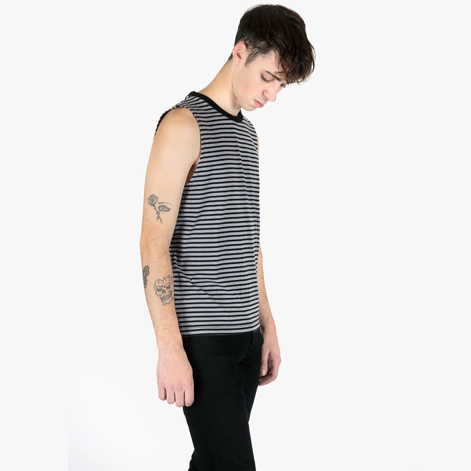 Diego – Black And Grey Striped Tank Top 4 Diego – Black And Grey Striped Tank Top - Image 4