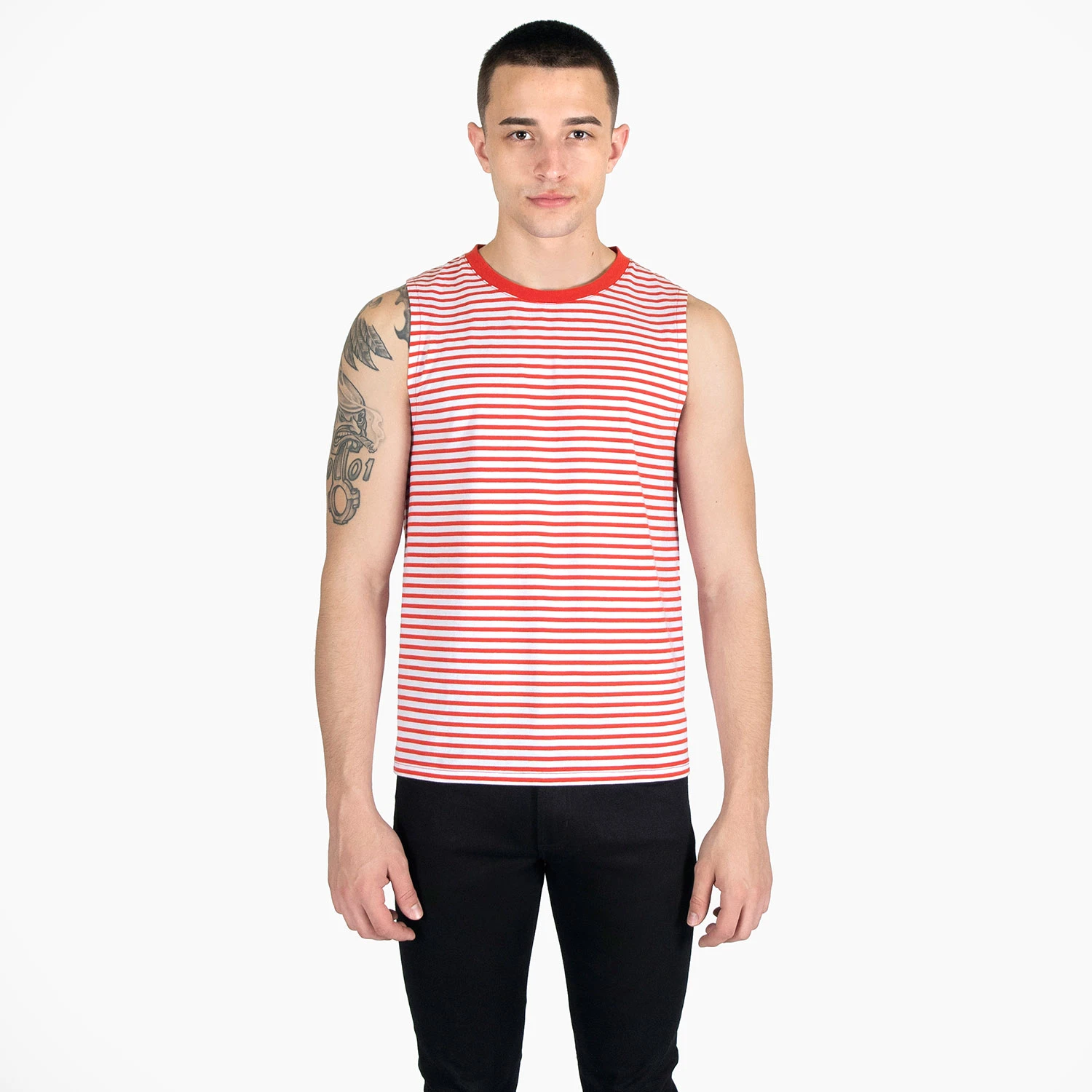 Diego – Red And White Striped Tank Top (Size XS, S, M, L, XL, 2XL) 2 Diego – Red And White Striped Tank Top (Size XS, S, M, L, XL, 2XL) - Image 2
