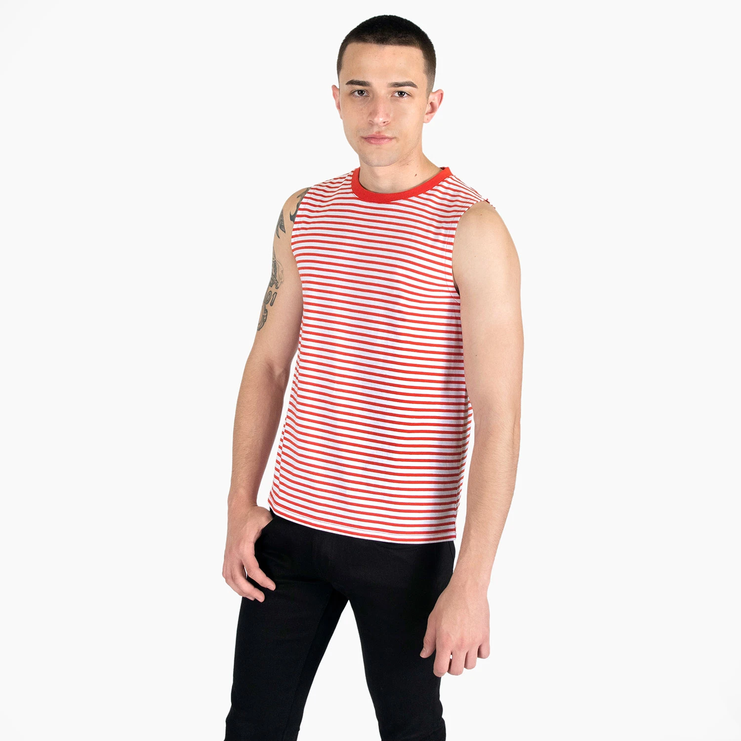Diego – Red And White Striped Tank Top (Size XS, S, M, L, XL, 2XL) 3 Diego – Red And White Striped Tank Top (Size XS, S, M, L, XL, 2XL) - Image 3