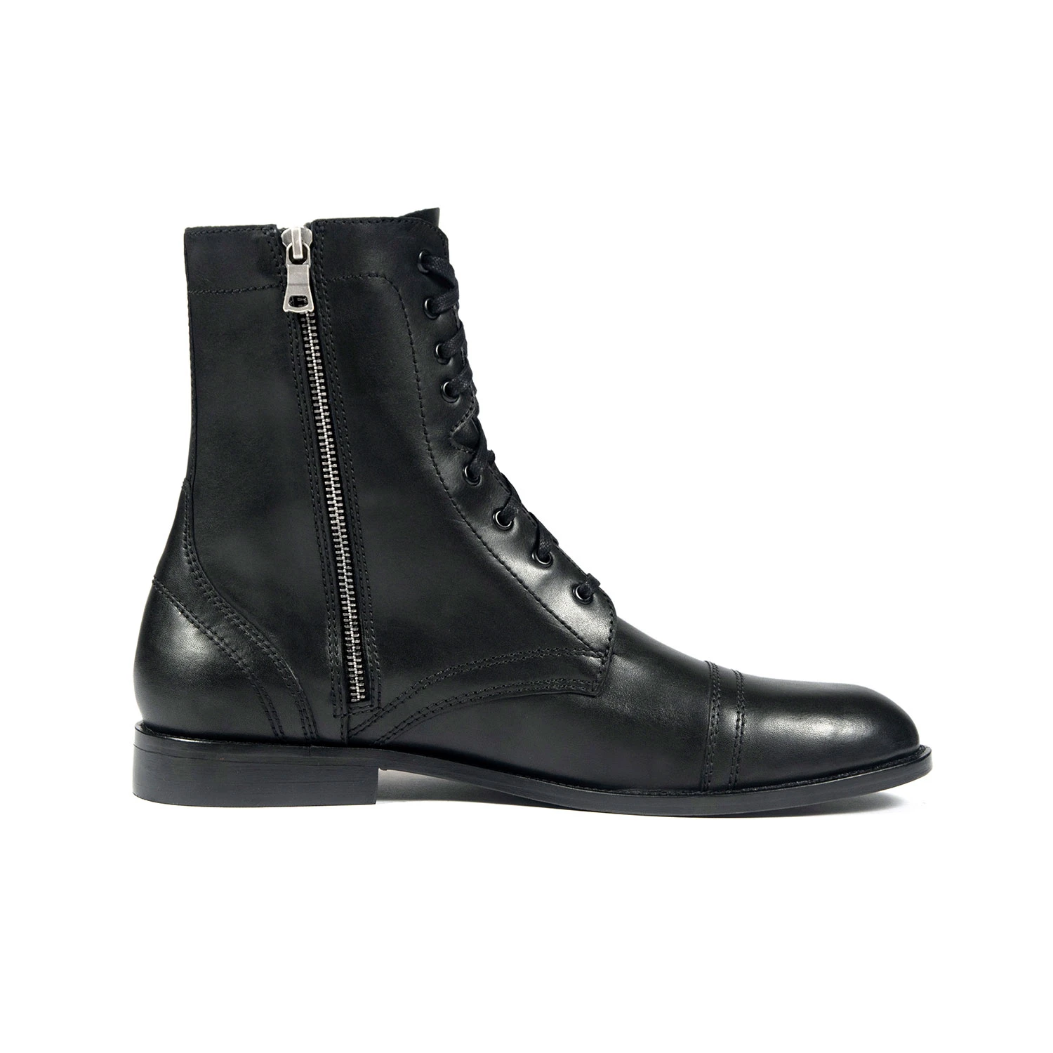 Division – Black And Nickel Leather Combat Boots 1 Division – Black And Nickel Leather Combat Boots