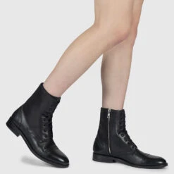 Division – Black And Nickel Leather Combat Boots – 15 Year Anniversary -Straight To Hell div blk nic wom w 7