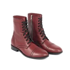 Division – Burgundy Leather Combat Boots (Size 7, 7.5, 8, 14) -Straight To Hell div bur men w 3