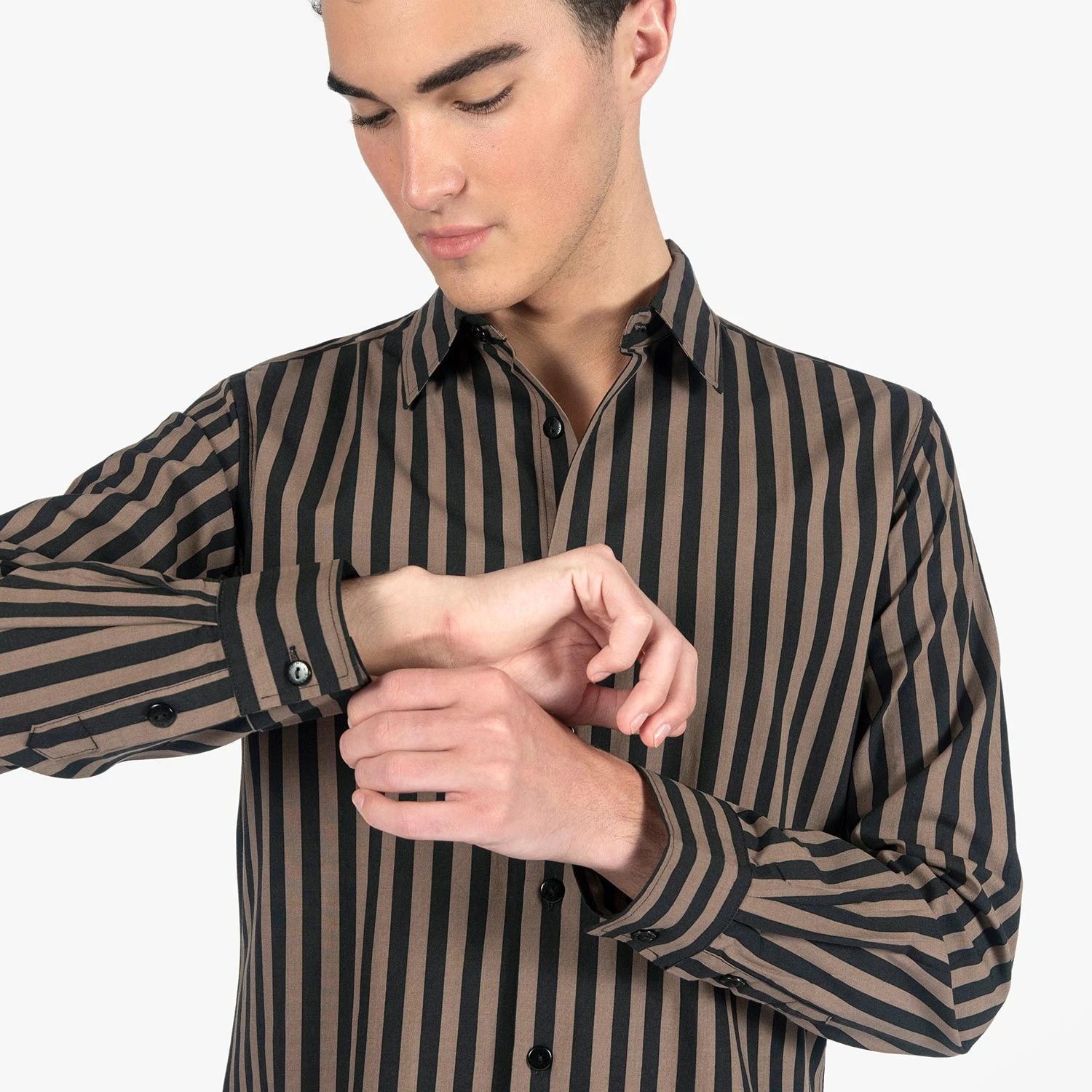 Dragging The Line – Brown And Black Striped Shirt (Size XS, S, M, L, XL, 2XL, 3XL, 4XL) 5 Dragging The Line – Brown And Black Striped Shirt (Size XS, S, M, L, XL, 2XL, 3XL, 4XL) - Image 5