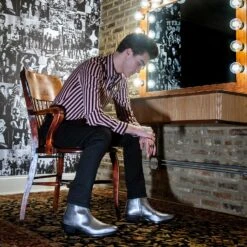 Dragging The Line – Pink And Black Striped Shirt -Straight To Hell dra lin pin blk thumb