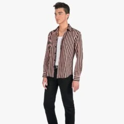 Dragging The Line – Pink And Black Striped Shirt -Straight To Hell dra lin pin blk w 4