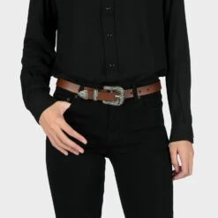 Freddie – Brown Leather Belt (Size S, M, L, 2XL, 3XL, 4XL) -Straight To Hell fre bro wom w 1