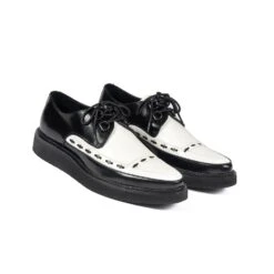 Hawkins – Black And White Leather Creepers