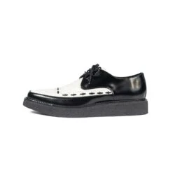 Hawkins – Black And White Leather Creepers -Straight To Hell haw blk wht w 3