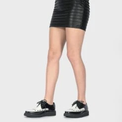 Hawkins – Black And White Leather Creepers -Straight To Hell haw blk wht w 6