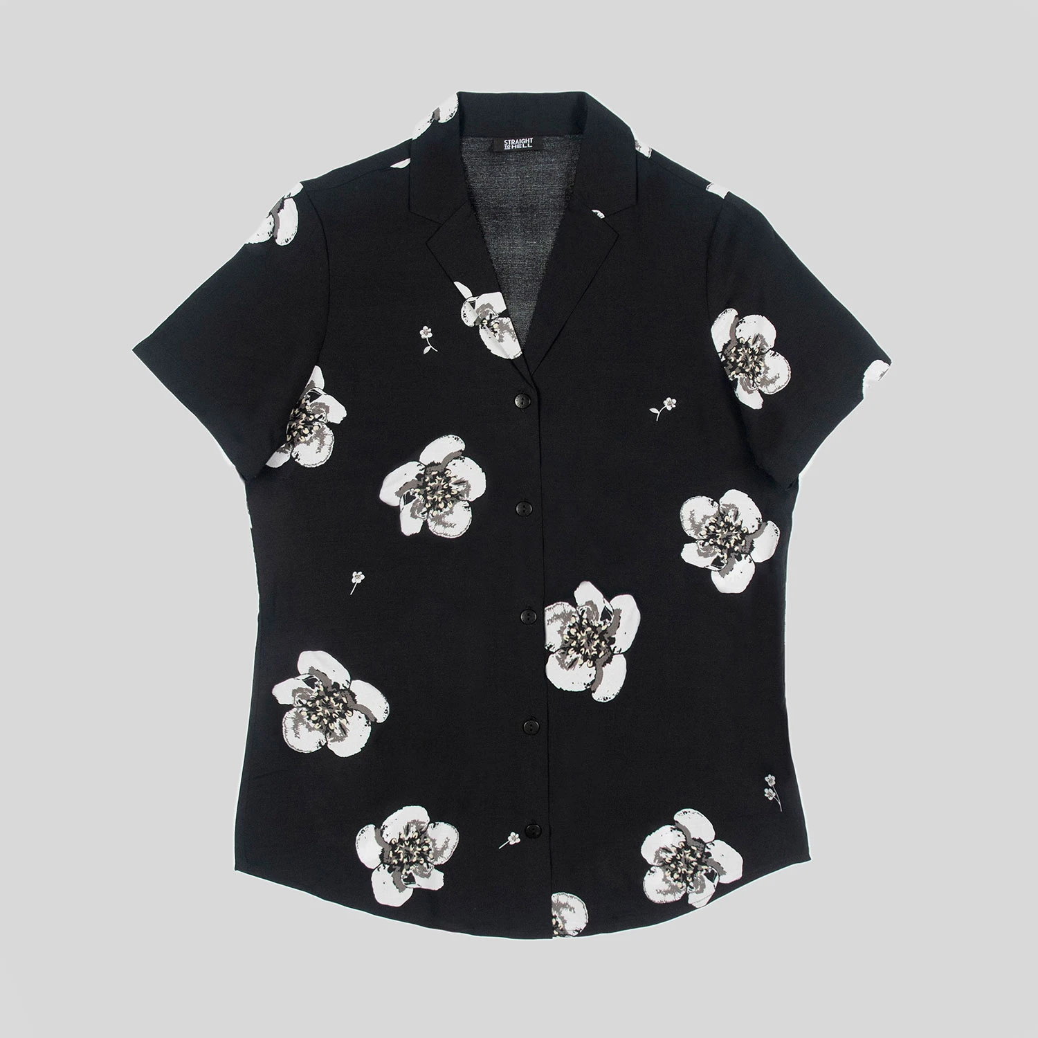 Heart Full Of Soul – Black And Grey Floral Print Shirt (Size XS, S, M, 2XL, 3XL, 4XL) 1 Heart Full Of Soul – Black And Grey Floral Print Shirt (Size XS, S, M, 2XL, 3XL, 4XL)