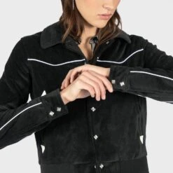 Jackson – Black Velvet Jacket (Size 2XS, XS, S, M, L, XL, 2XL, 3XL, 4XL) -Straight To Hell jac blk 2022 w 10