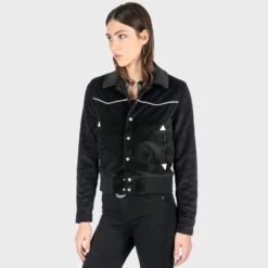 Jackson – Black Velvet Jacket (Size 2XS, XS, S, M, L, XL, 2XL, 3XL, 4XL) -Straight To Hell jac blk 2022 w 11