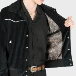 Jackson – Black Velvet Jacket (Size 2XS, XS, S, M, L, XL, 2XL, 3XL, 4XL) -Straight To Hell jac blk 2022 w 5