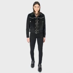 Jackson – Black Velvet Jacket (Size 2XS, XS, S, M, L, XL, 2XL, 3XL, 4XL) -Straight To Hell jac blk 2022 w 9