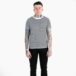 Jasper – White And Black Striped T-Shirt 7 Jasper – White And Black Striped T-Shirt -Straight To Hell jas wht blk w 1