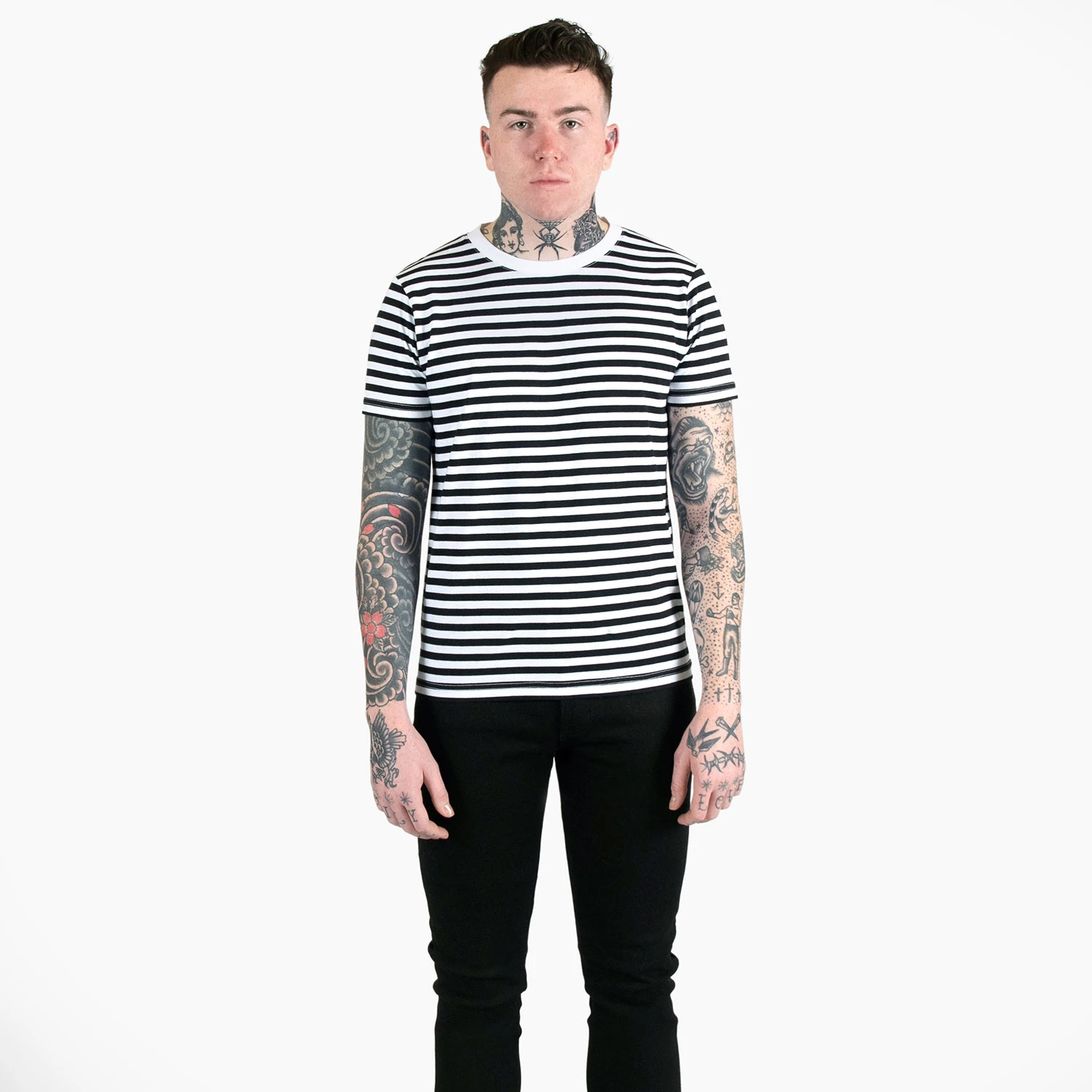 Jasper – White And Black Striped T-Shirt 2 Jasper – White And Black Striped T-Shirt - Image 2