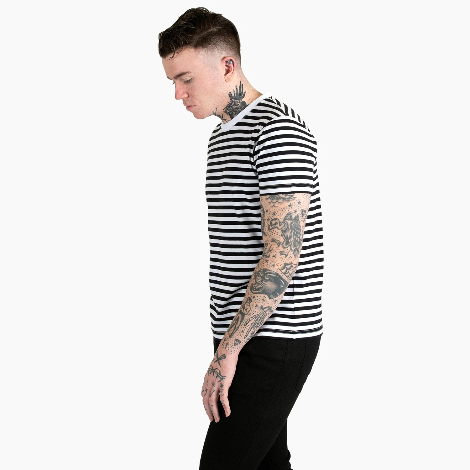 Jasper – White And Black Striped T-Shirt 3 Jasper – White And Black Striped T-Shirt - Image 3