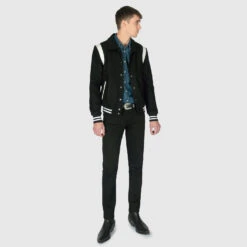 Jet – Black And White Varsity Jacket -Straight To Hell jet blk wht leo w 1