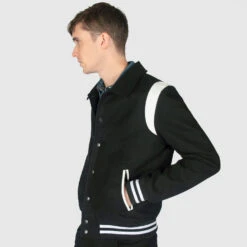 Jet – Black And White Varsity Jacket -Straight To Hell jet blk wht leo w 5
