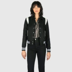 Jet – Black And White Varsity Jacket -Straight To Hell jet blk wht leo w 7