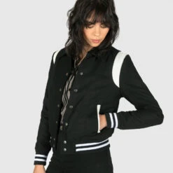 Jet – Black And White Varsity Jacket -Straight To Hell jet blk wht leo w 8
