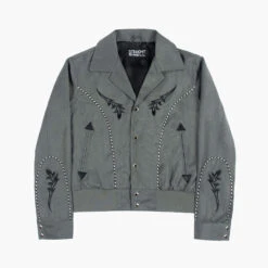Leone – Grey Embroidered Gabardine Jacket