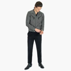 Leone – Grey Embroidered Gabardine Jacket -Straight To Hell leo gre w 4