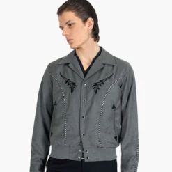 Leone – Grey Embroidered Gabardine Jacket -Straight To Hell leo gre w 5