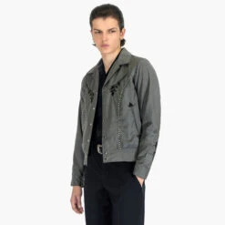 Leone – Grey Embroidered Gabardine Jacket -Straight To Hell leo gre w 6
