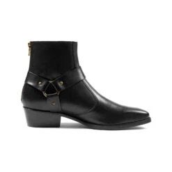 Libertine – Black And Brass Leather Harness Boots