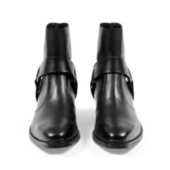 Libertine – Black And Brass Leather Harness Boots -Straight To Hell lib blk bra men w 4