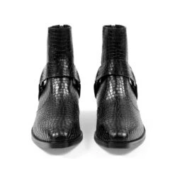 Libertine – Black Snakeskin Leather Harness Boots 9 Libertine – Black Snakeskin Leather Harness Boots -Straight To Hell lib blk sna men w 8