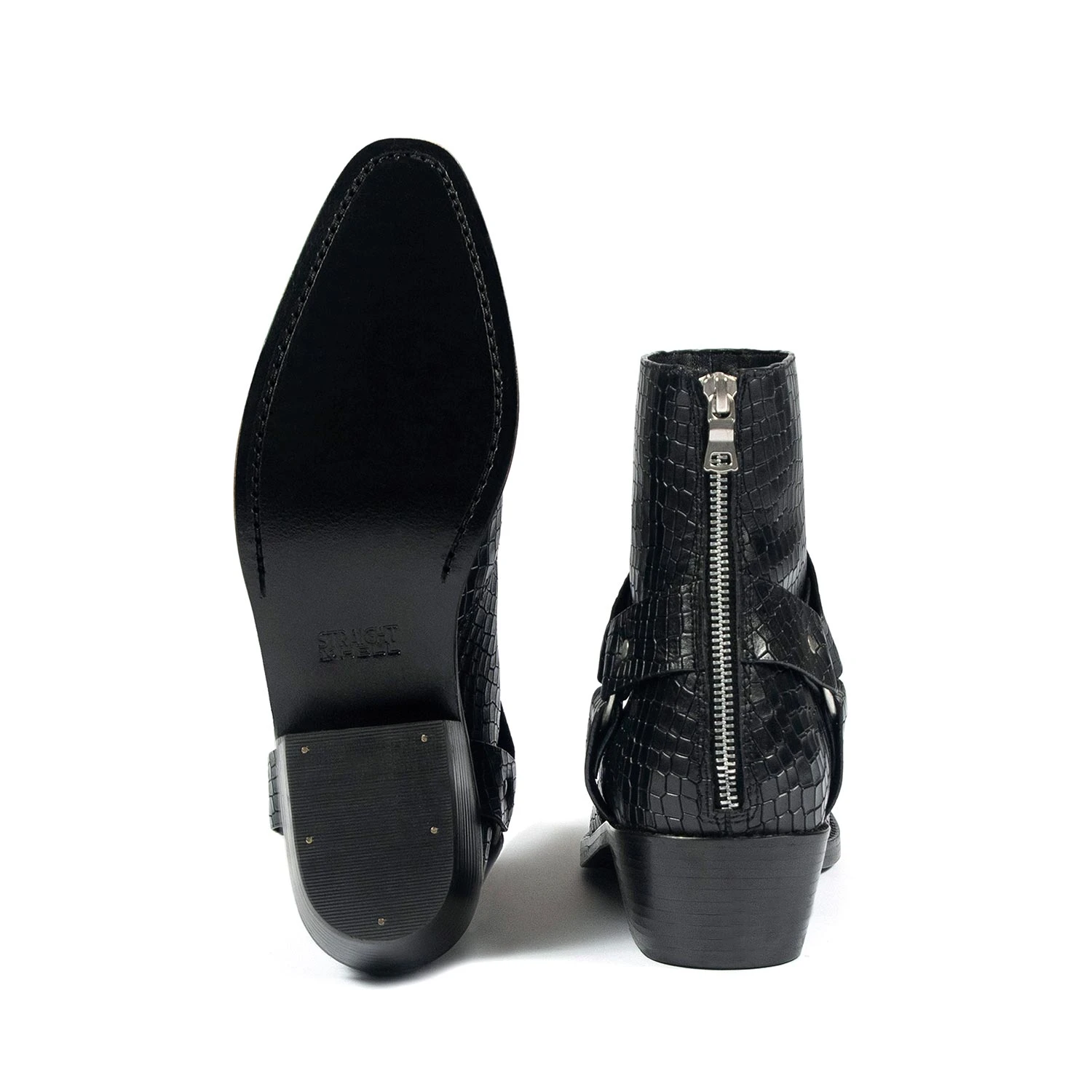 Libertine – Black Snakeskin Leather Harness Boots 5 Libertine – Black Snakeskin Leather Harness Boots - Image 5