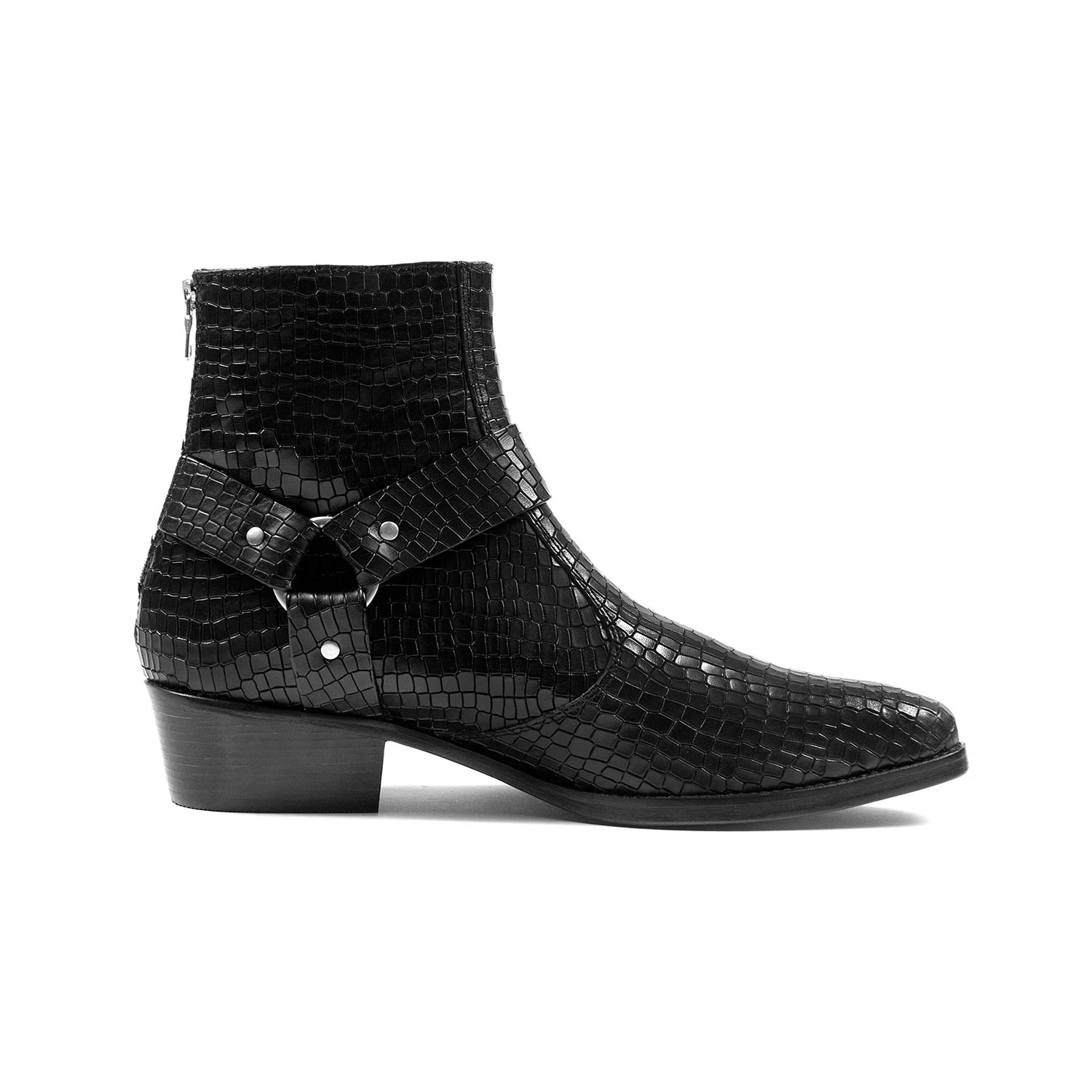 Libertine – Black Snakeskin Leather Harness Boots 1 Libertine – Black Snakeskin Leather Harness Boots
