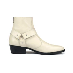 Libertine – Cream Leather Harness Boots (Size 7, 7.5, 8, 8.5, 9, 9.5, 10, 10.5, 11, 12, 13, 14)