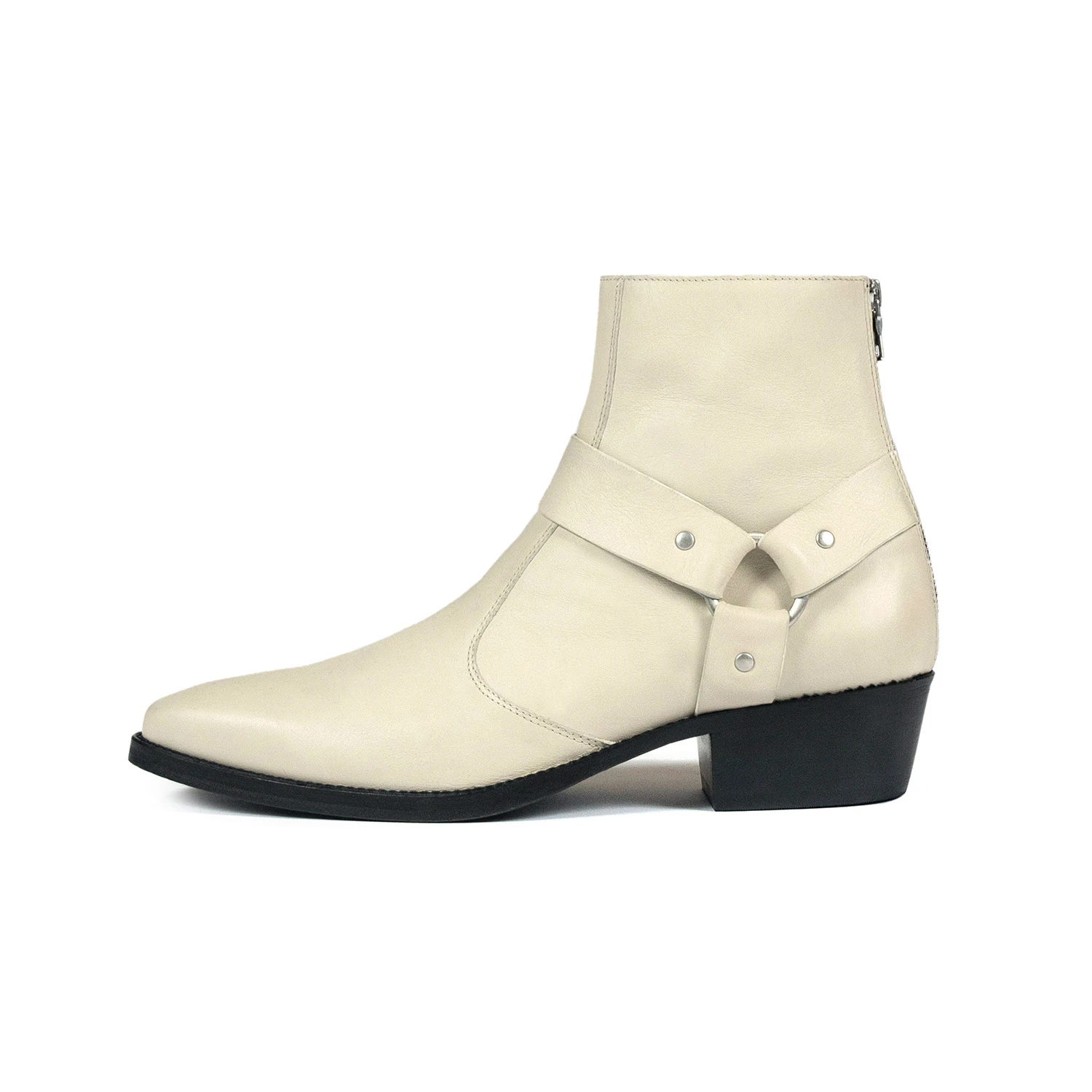 Vegan Libertine – Cream Faux Leather Harness Boots (Size 7, 7.5, 8, 9, 9.5, 10, 10.5, 12, 13, 14) 2 Vegan Libertine – Cream Faux Leather Harness Boots (Size 7, 7.5, 8, 9, 9.5, 10, 10.5, 12, 13, 14) - Image 2