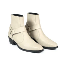 Libertine – Cream Leather Harness Boots (Size 7, 7.5, 8, 8.5, 9, 9.5, 10, 10.5, 11, 12, 13, 14) -Straight To Hell lib cre men w 3